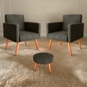 Ver imagem 1 de Conjunto Poltronas e Puff Anari Veludo Turkey Marrom