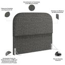 Ver imagem 3 de Cabeceira Cama Box King 195cm Lanna com Puff Recamier Doha W01 Linho Mescla Chumbo - Lyam Decor