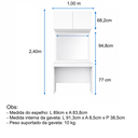 Ver imagem 3 de Penteadeira com Espelho e Aéreo MDF Altezza Belmax:Freijó/Off White