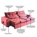 Ver imagem 3 de Sofá 4 Lugares Retrátil e Reclinável 2,5m Miami Jc Veludo Rose 538 JC Estofados Sofa Retratil Miami