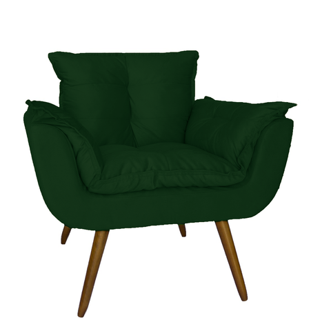 Poltrona Decorativa Estofada Para Consultório Opala Suede Verde - LM DECOR