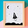 Quadro Preto e Branco Espaço Foguete Céu - 3