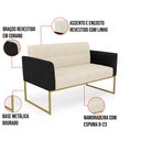 Ver imagem 6 de Sofá Namoradeira e 2 Poltronas Base Industrial Dourado Elisa Preto/linho Bege A19 D03 - D'Rossi