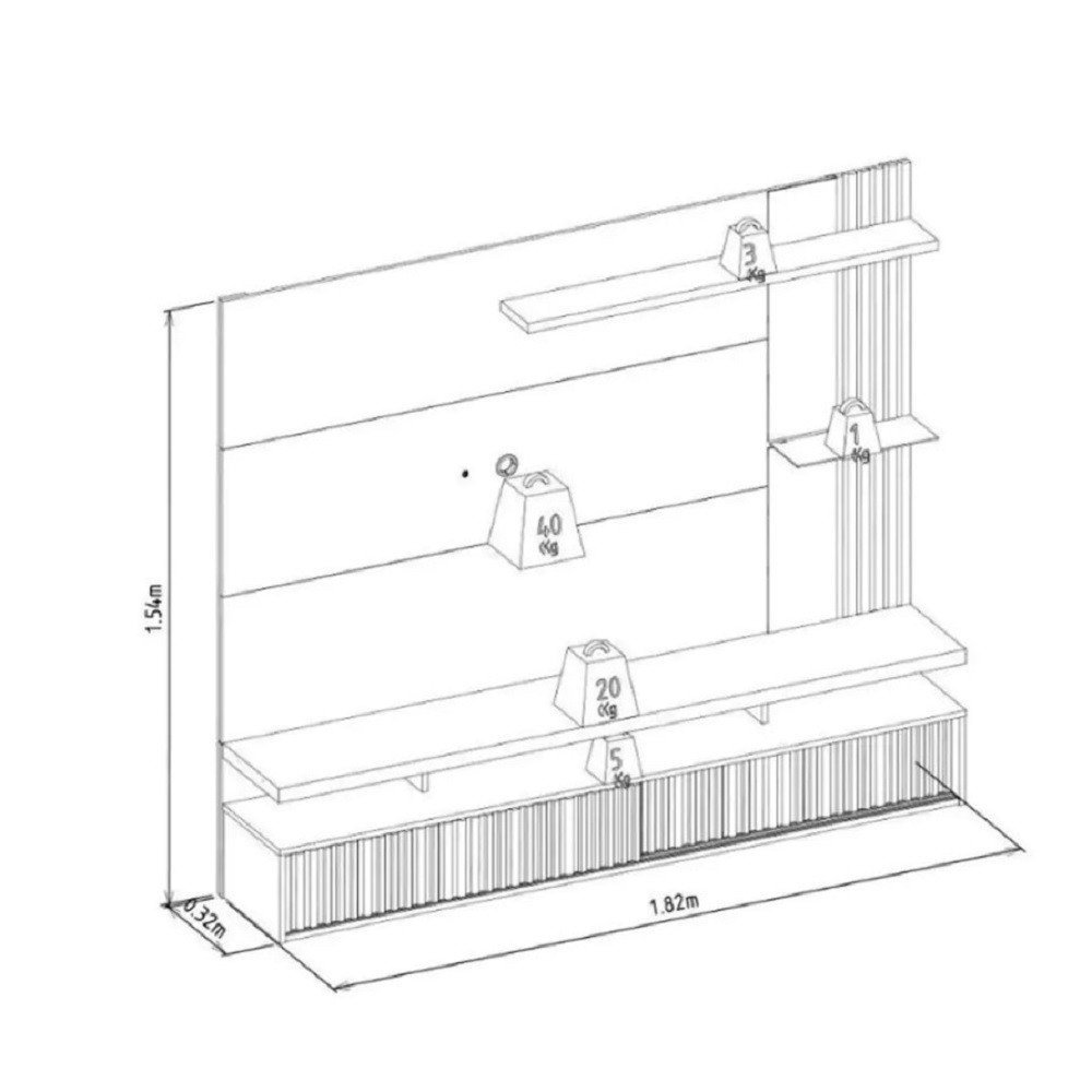 Painel Home Maragogi 182cm para Tv até 60 Polegadas Linea Brasil - 5