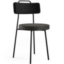 Ver imagem 1 de Cadeira Decorativa Estofada Para Sala De Jantar Barcelona L02 Couríssimo Preto Linho Chumbo - Lyam