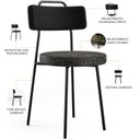 Ver imagem 4 de Cadeira Decorativa Estofada Para Sala De Jantar Barcelona L02 Couríssimo Preto Linho Chumbo - Lyam