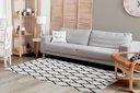 Ver imagem 2 de Tapete Sala ou Quarto Antiderrapante 1,50M x 1,32M Arabesco Geométrico Branco e Preto