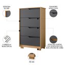 Ver imagem 3 de Cômoda para Quarto 4 Gavetas 70cm Sole Flex Freijó/titanium - Albatroz