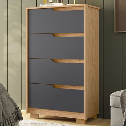 Cômoda para Quarto 4 Gavetas 70cm Sole Flex Freijó/titanium - Albatroz