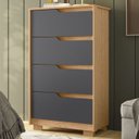 Ver imagem 2 de Cômoda para Quarto 4 Gavetas 70cm Sole Flex Freijó/titanium - Albatroz