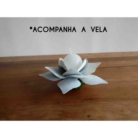 Castiçal para Vela de Ferro Artesanal Rustico Decorativo de Mesa de Festa - Branco