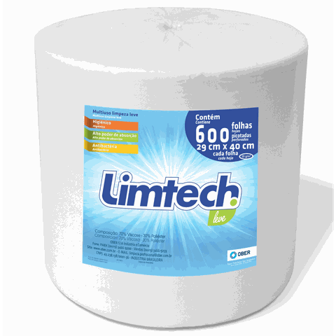Pano Multiuso Limtech - 29cm X 240m - 600 Folhas - 35g/m² - Branco