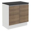Ver imagem 1 de Balcão Madesa Acordes 100% MDF 80 cm 2 Portas Branco/Rustic Cor:Branco/Rustic