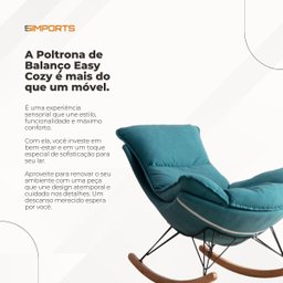 Poltrona Easy Cozy de Balanço com Apoio para Os Pés e Tecido Lavável Verde Água Aveludado - 7