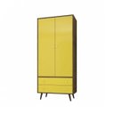 Ver imagem 4 de Guarda-Roupa Solteiro 2 Portas 2 Gavetas Retrô Milão Móveis Bechara