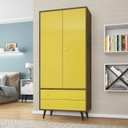 Ver imagem 2 de Guarda-Roupa Solteiro 2 Portas 2 Gavetas Retrô Milão Móveis Bechara