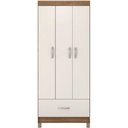 Ver imagem 1 de Guarda Roupa Solteiro Priscila 3 Portas de Bater 1 Gaveta MDP Off White Demóbile 75cm