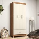 Ver imagem 5 de Guarda Roupa Solteiro Priscila 3 Portas de Bater 1 Gaveta MDP Off White Demóbile 75cm