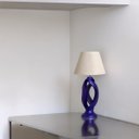 Ver imagem 7 de Abajur Grande de Cerâmica para Sala Azul Royal Grego com Cúpula de Tecido