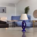 Ver imagem 4 de Abajur Grande de Cerâmica para Sala Azul Royal Grego com Cúpula de Tecido