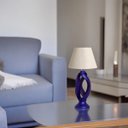 Ver imagem 6 de Abajur Grande de Cerâmica para Sala Azul Royal Grego com Cúpula de Tecido