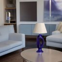 Ver imagem 5 de Abajur Grande de Cerâmica para Sala Azul Royal Grego com Cúpula de Tecido