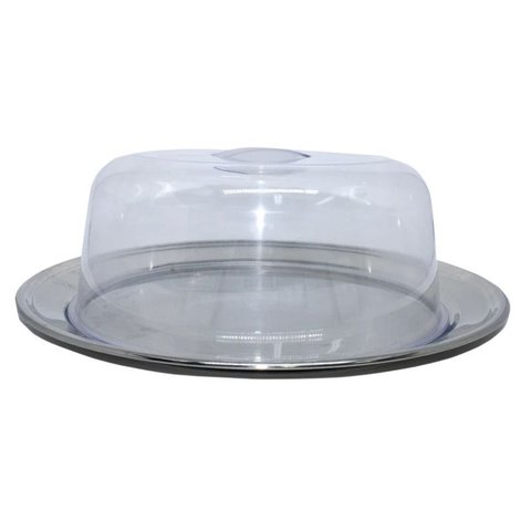 Boleira Porta Bolo Inox com Tampa Acrílica 31cm Conjunto de 2 Peças