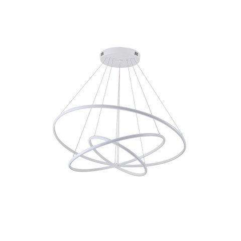 Pendente Led 3 Anéis 80cm Branco Hall Sala Mesa Bancada Gourmet