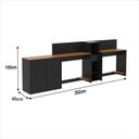 Ver imagem 6 de Conjunto de Escritório Smart 1 Livreiro 1 Buffet e 2 Mesas 90cm - Preto e Cedro