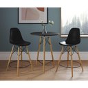 Ver imagem 1 de Mesa Bistrô Eames Eiffel Preta Com 2 Banquetas Pretas De Madeira - Cor: Preto