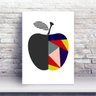 Placa MDF arte abstrata maçã colorida - 1