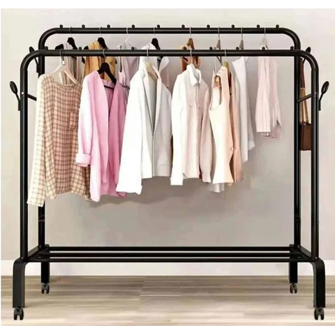 Arara Cabideiro Multiuso Duplo Preto sem Rodinhas