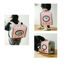 MOCHILA BOLSA PET ROSA TRANSPORTE GATO CACHORRO ASTRONAUTA CAPSULA TRANSPARENTE COM TAPETE - 2