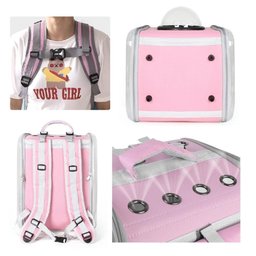 MOCHILA BOLSA PET ROSA TRANSPORTE GATO CACHORRO ASTRONAUTA CAPSULA TRANSPARENTE COM TAPETE - 5