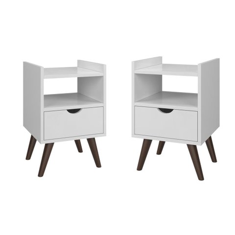 Kit 2 Mesas De Cabeceira Estilo Retró Luxo Alice:Branco