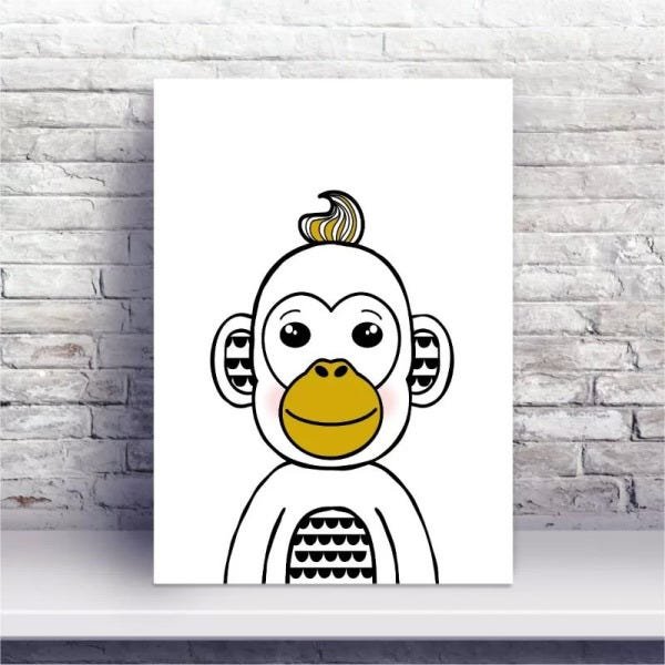 Quadro infantil macaco desenho - Comprar em Conspecto