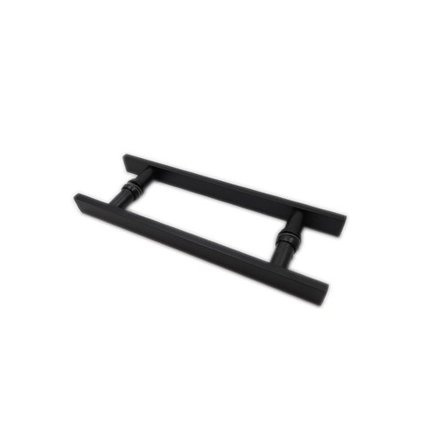 Puxador H duplo 30x20cm reto barra chata para porta de vidro e portão - Preto