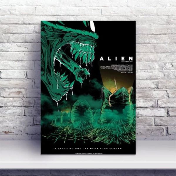 Placa MDF Filme Alien desenho retrô