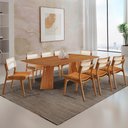 Ver imagem 1 de Sala de Jantar Mesa Florida 220cm Tampo Laminado Barril e 8 Cadeiras Eva Premium Moderna Mobília