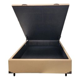 Base Box Baú Casal 1,38 X 1,88 Lacrado Chapa Compensado - Bege Corino - 2