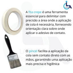 Kit 10 Pisos Tátil Alerta Azul Pvc 25x25cm / Fita Crepe / Pincel / Cola Kisafix 750g - 6