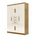 Ver imagem 2 de Guarda-roupa Casal Taurus 6 Portas 3 Gavetas Nature/champanhe - Pnr Móveis