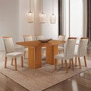 Ver imagem 1 de Mesa de Jantar Eloise 180 cm Tampo MDF Laminado Canto Copo com 6 Cadeiras Aline
