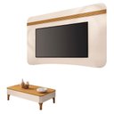 Ver imagem 1 de Painel Suspenso Armony Off White Cinamomo com Mesa de Centro Liz Off White Cinamomo - Hb Móveis