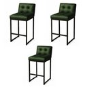 Ver imagem 2 de Banqueta Cozinha Alta com Encosto Industrial Kit 3 Preto Lirina Pu Verde C05 - D’Rossi