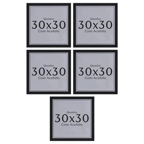 Kit 5 Unidades Moldura 30x30 Quadro com Acetato
