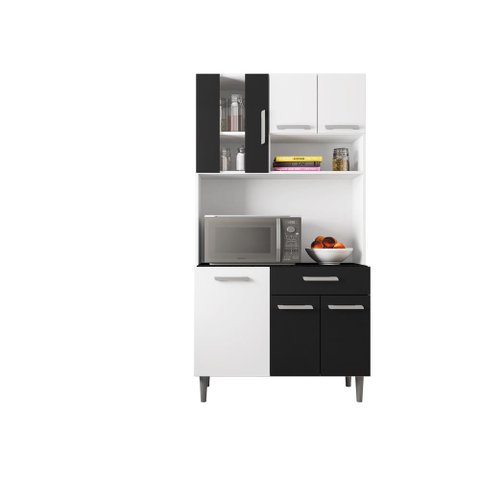 Kit Cozinha 6 Portas 1 Gaveta Maite Branco/preto - Fdecor