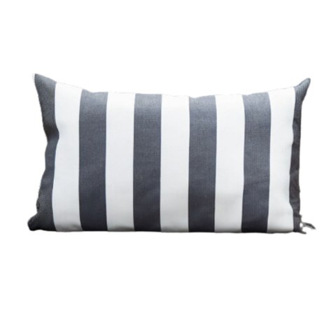 Coleção Náutica - Almofada Listras Preta Retangular Tipo:completa