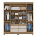 Ver imagem 3 de Guarda Roupa Casal 4 Portas com Espelho e 4 Gavetas Florida - Amêndola Touch/off White