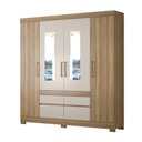Ver imagem 1 de Guarda Roupa Casal 4 Portas com Espelho e 4 Gavetas Florida - Amêndola Touch/off White